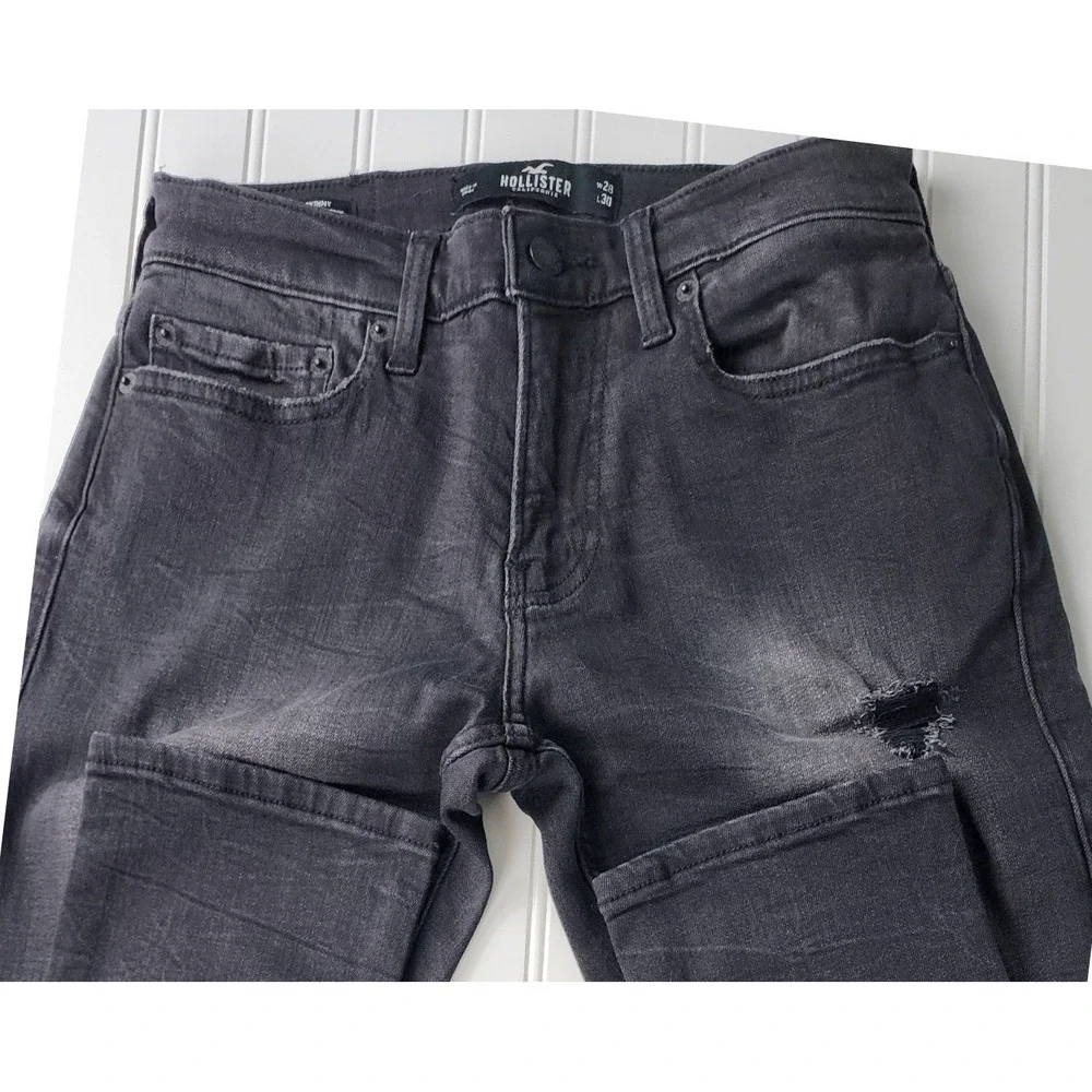 Hollister Stacked Skinny Jeans Mens 28x30 Black Distressed Advanced Stretch